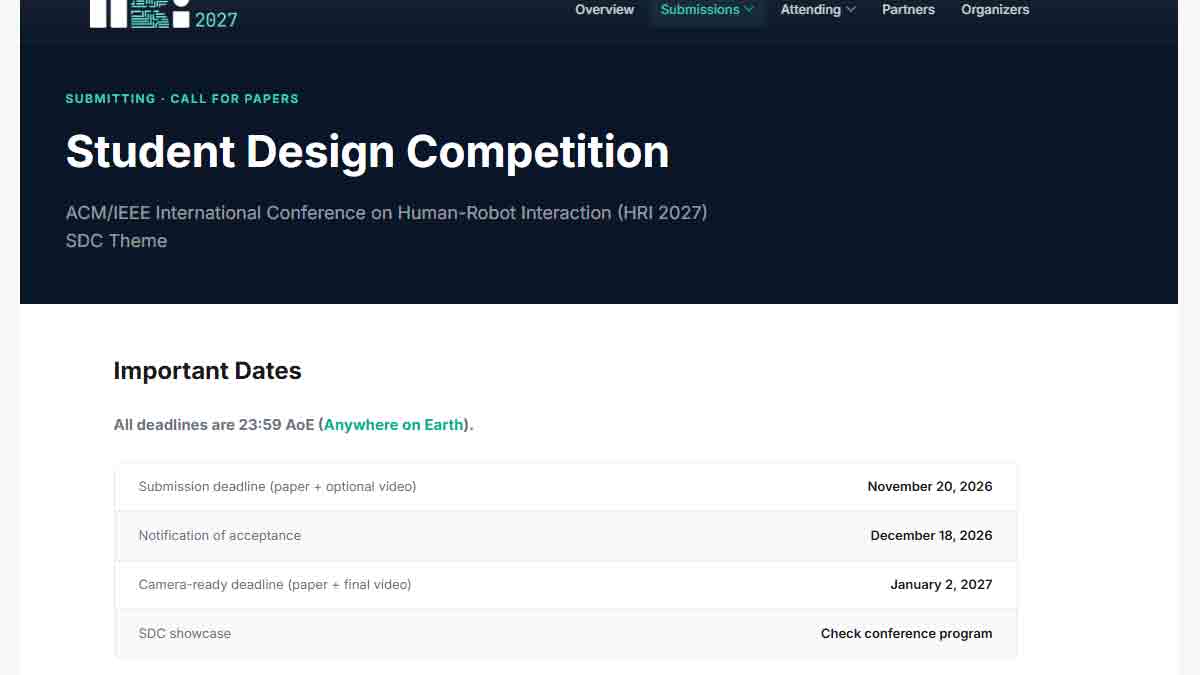 HRI 2027 Student Design Competition – Global Robotics Contest